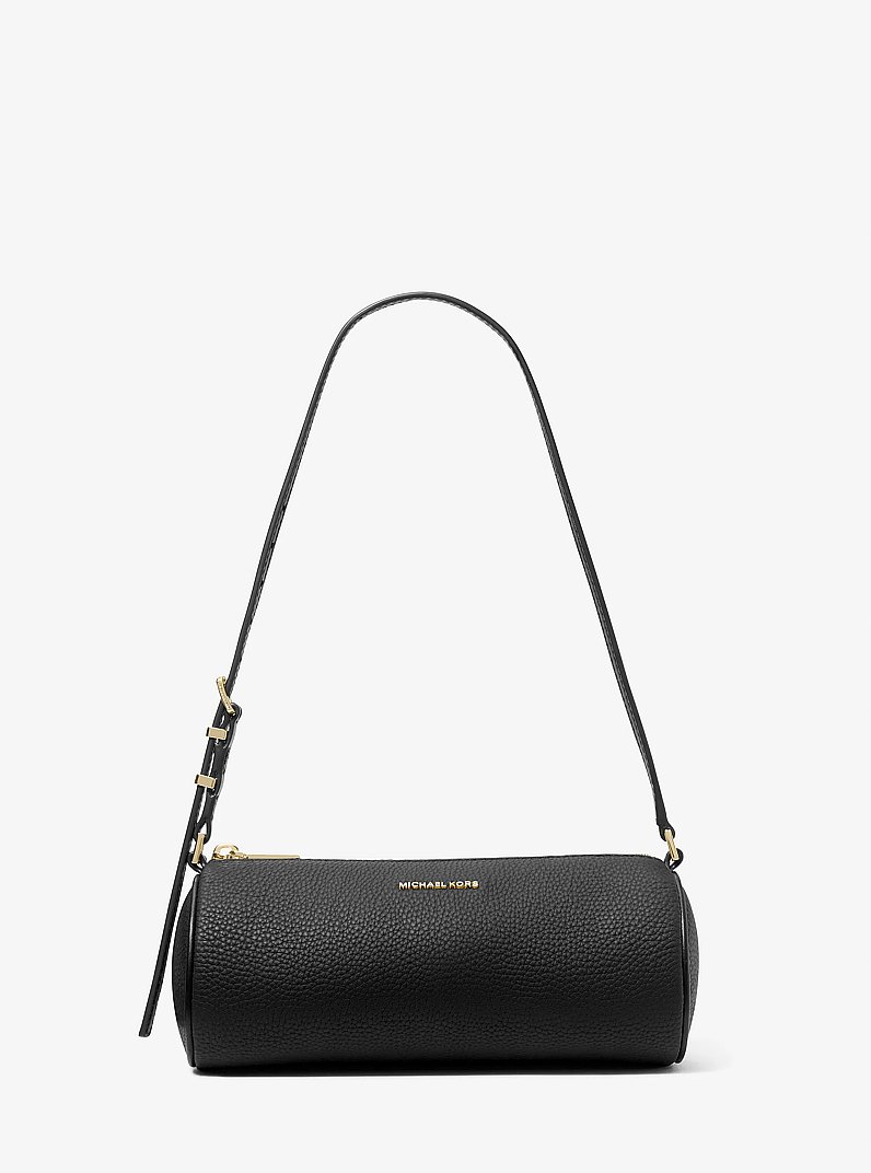 Izzy Small Pebbled Leather Barrel Pochette in BLACK | Michael Kors