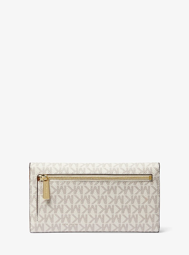 Billetera Jet Set grande de tres paneles con logotipo in VAINILLA | Michael Kors