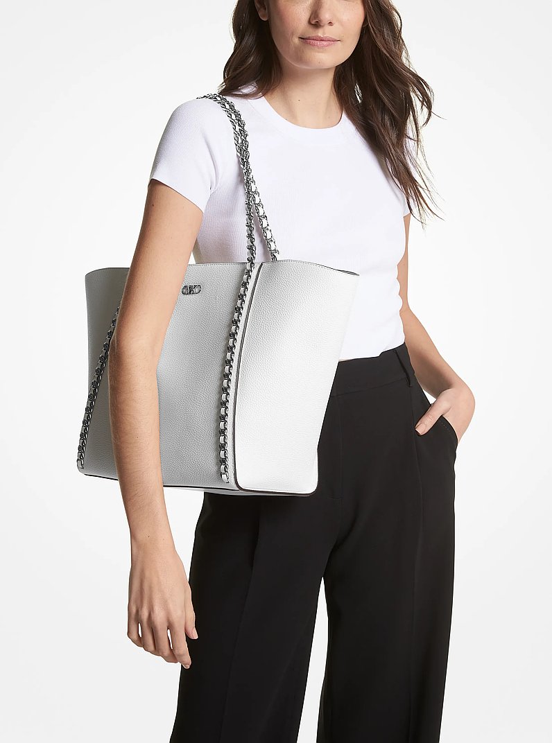 Westley Large Pebbled Leather Chain-Link Tote Bag