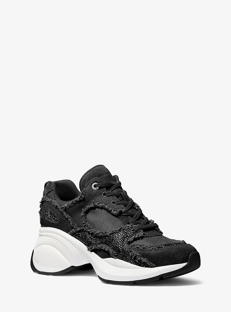 Buty sportowe Zuma z łączonych materiał&oacute;w z postrzępieniami in CZARNY | Michael Kors