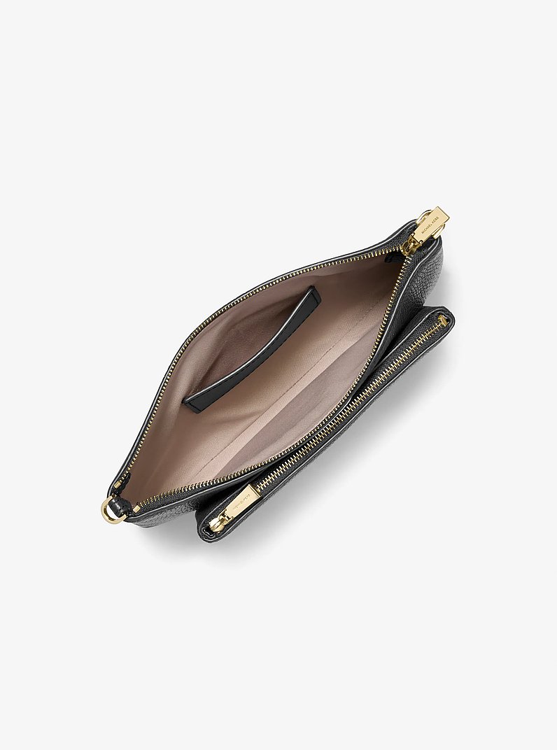 Jet Set Medium Pebbled Leather Convertible Crossbody Bag in BLACK | Michael Kors