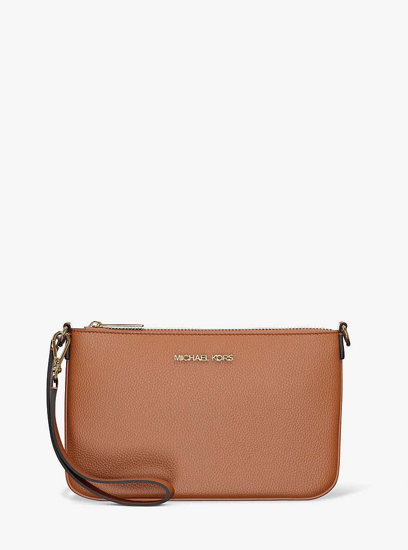 Jet Set Small Pebbled Leather Convertible Wristlet in LUGGAGE | Michael Kors