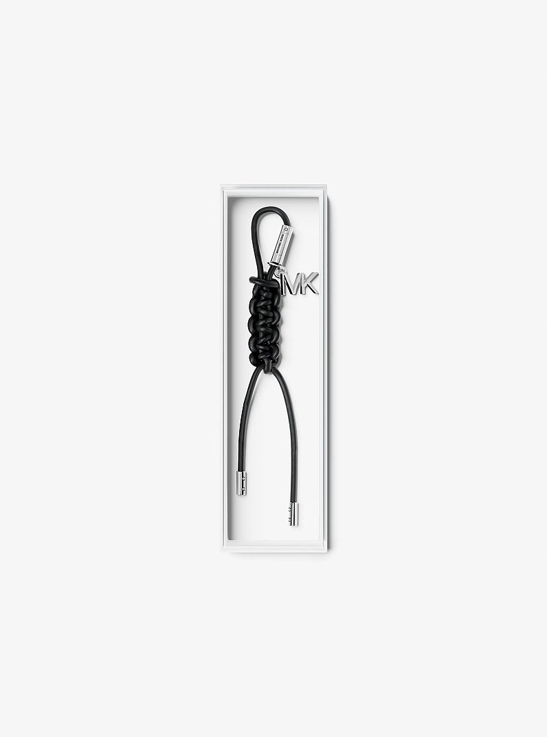 Silver-Tone and Braided Cord Bag Charm in BLACK | Michael Kors