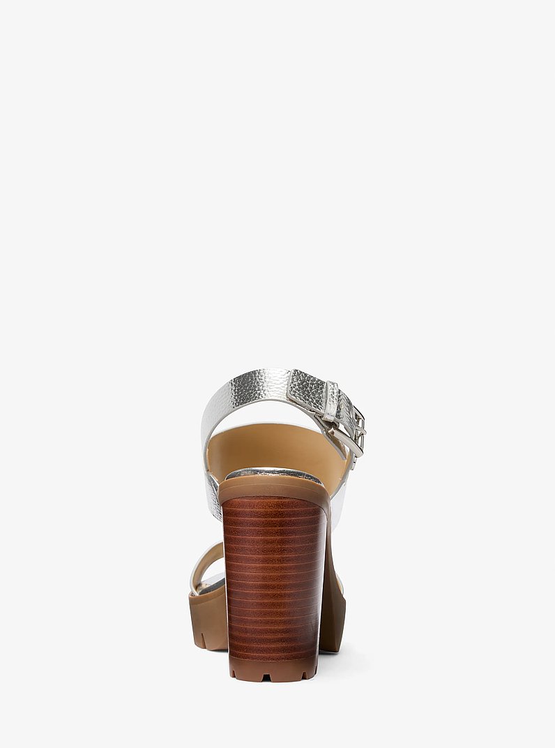 Holland Metallic Platform Sandal in SILVER | Michael Kors