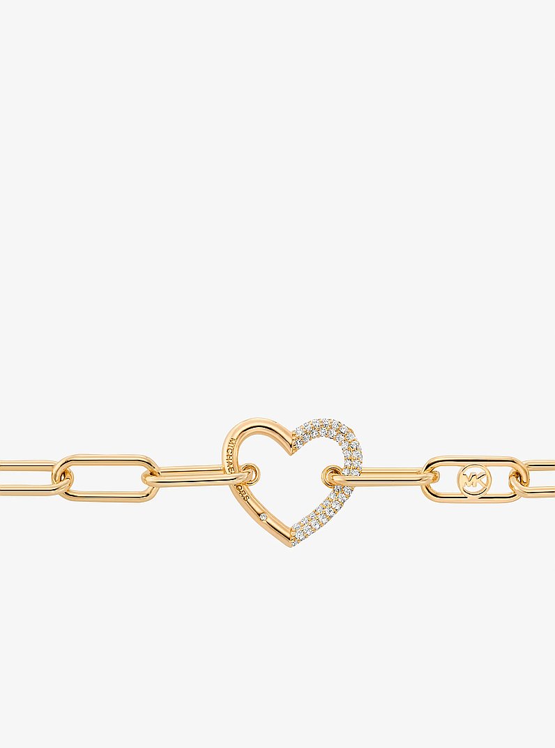 Pav&eacute; Heart Curb-Link Bracelet in GOLD | Michael Kors