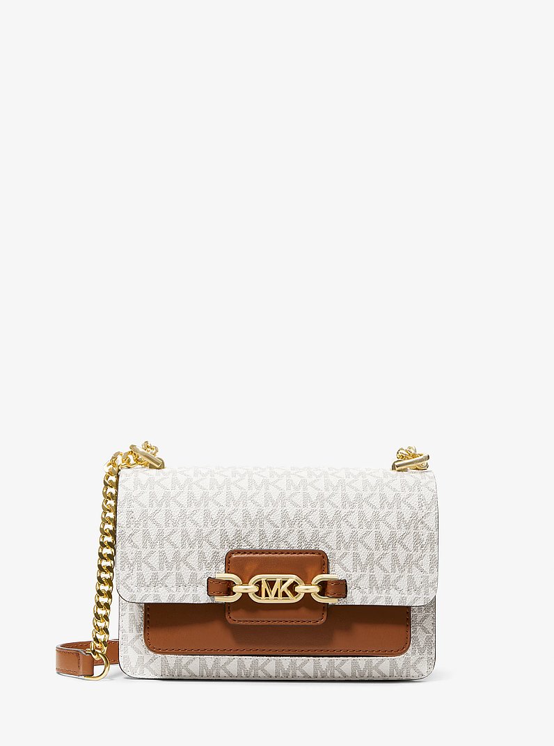 Heather Extra-Small Logo Crossbody Bag in VANILLA/ACORN | Michael Kors