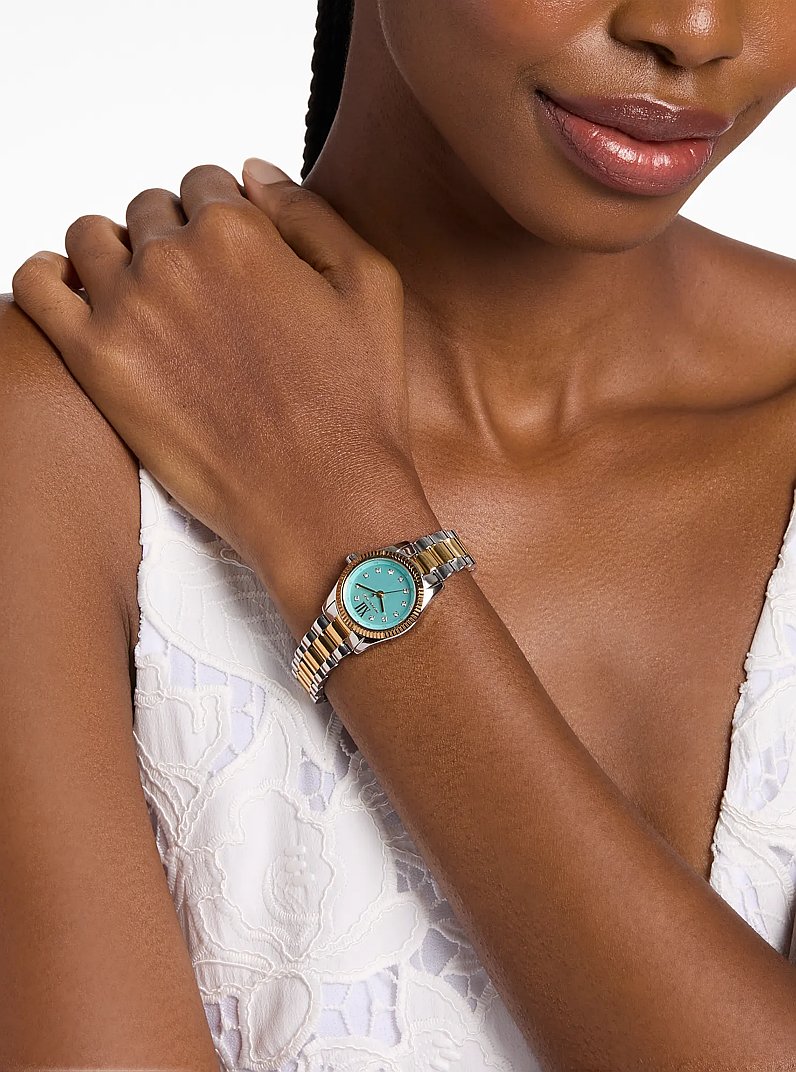 Kleine, zweifarbige Armbanduhr Lexington mit Pav&eacute; in ZWEIFARBIG | Michael Kors