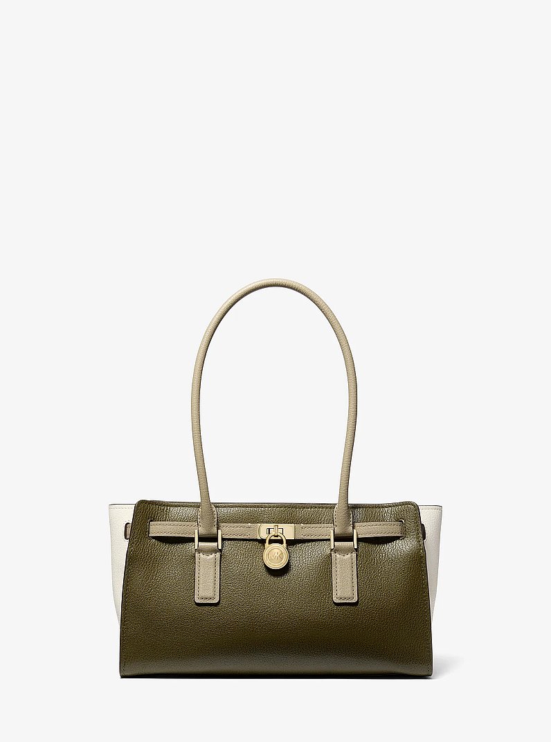 Hamilton Moderne Small Color-Blocked Leather Satchel in LODEN MULTI | Michael Kors