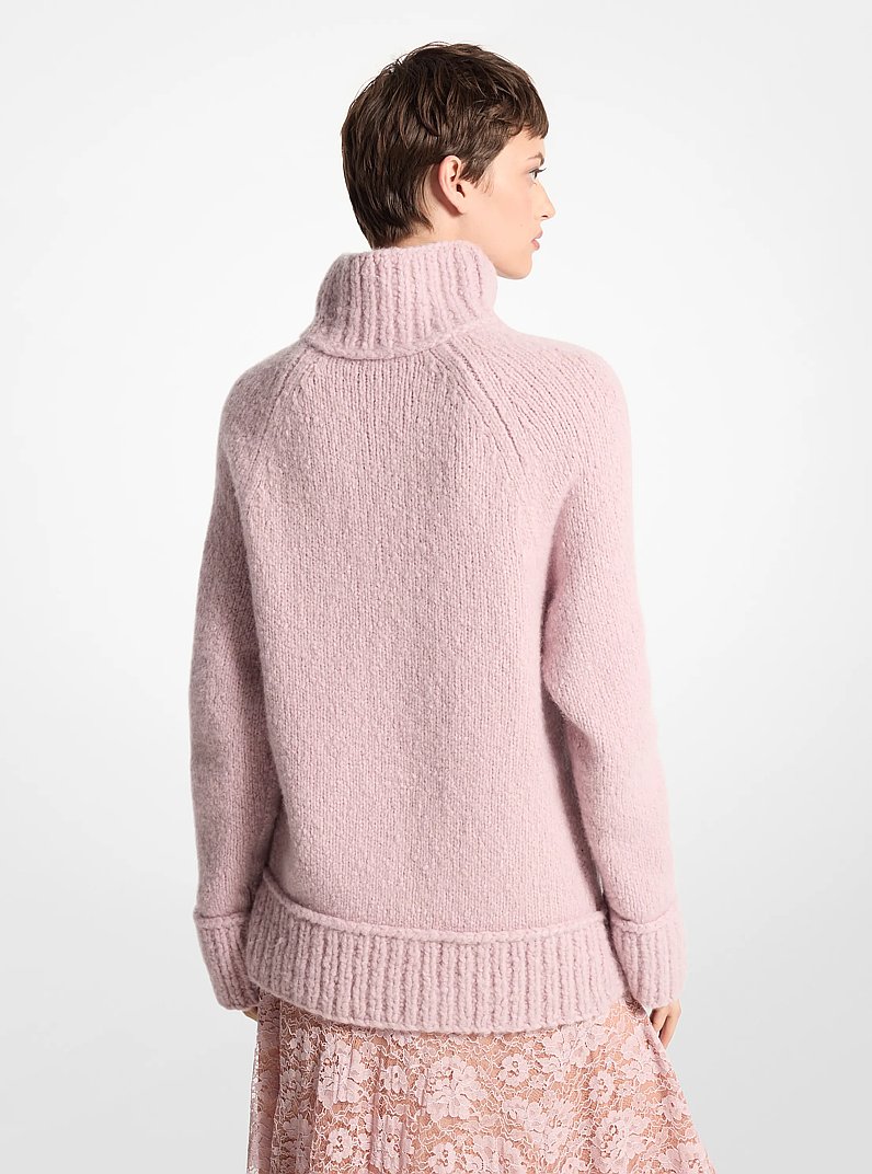 Cashmere and Silk Boucl&eacute; Turtleneck Sweater in BLUSH | Michael Kors