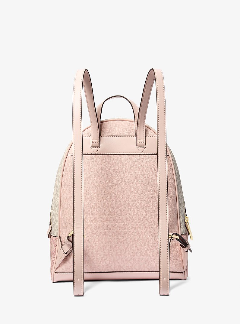 Rhea Medium Color-Block Signature Logo Backpack in PWD BLSH MLT | Michael Kors