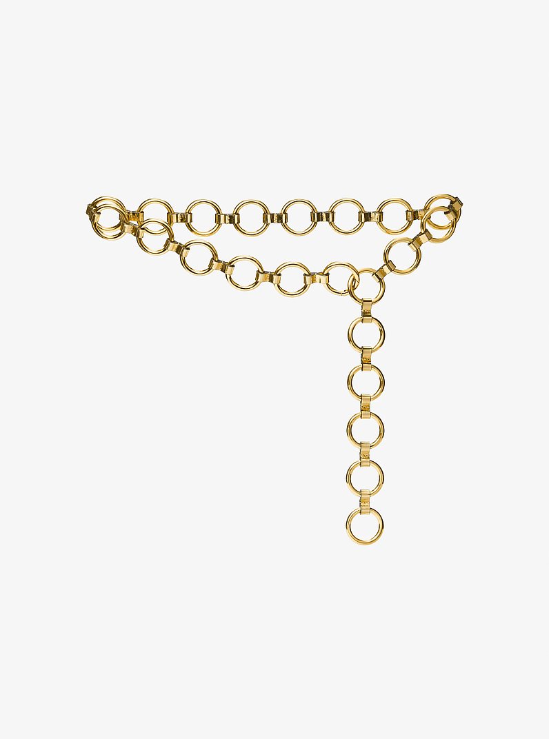 Marisa Gold-Tone and Metallic Leather Ring Belt in GOLD | Michael Kors