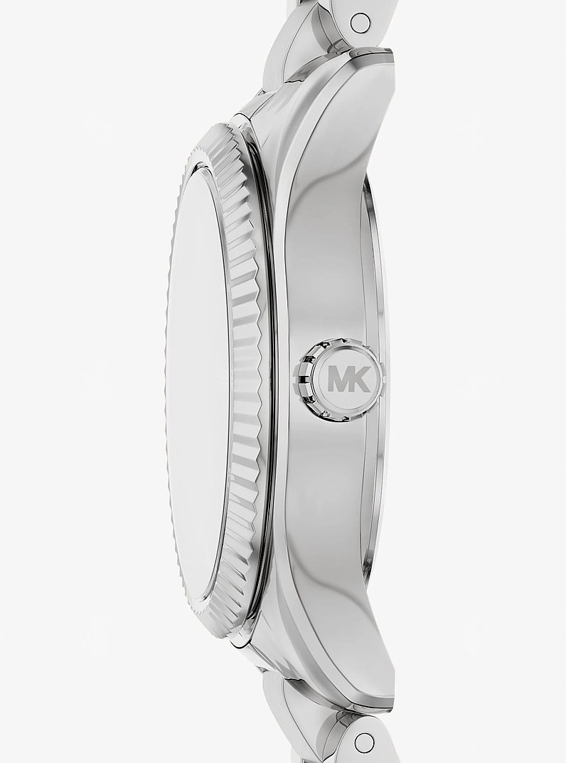 Petite Lexington Pav&eacute; Silver-Tone Watch in SILVER | Michael Kors