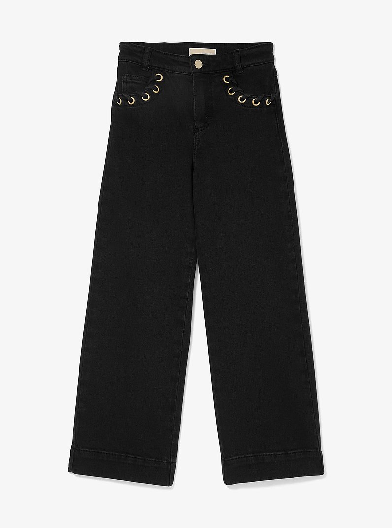 Grommeted Whipstitch Jeans in BLACK | Michael Kors