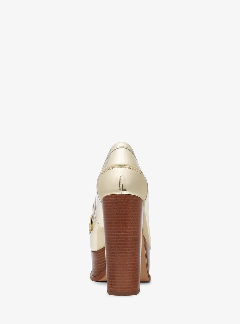 Eden Metallic Leather Platform Loafer in PALE GOLD | Michael Kors