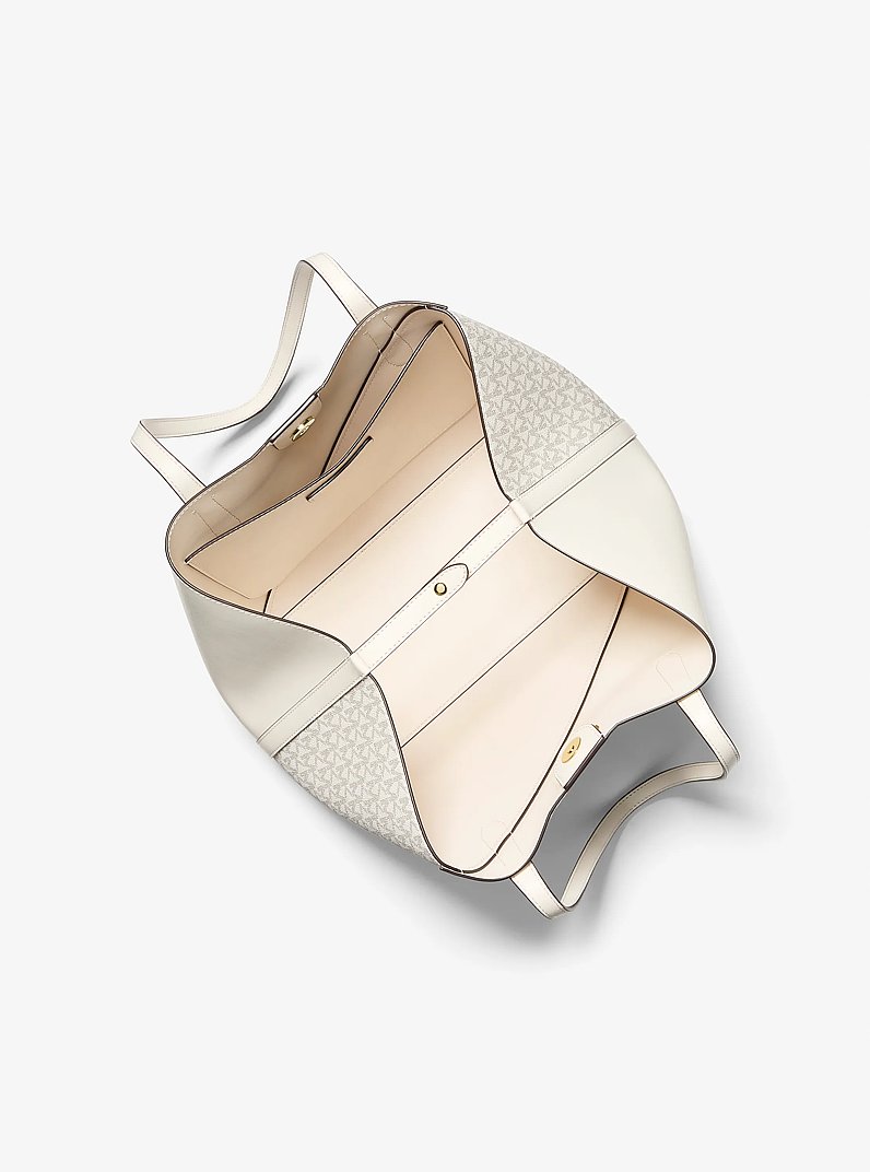 Avalon Medium Smooth and Signature Logo Tote Bag in CR&Egrave;ME MULTI L&Eacute;GER | Michael Kors