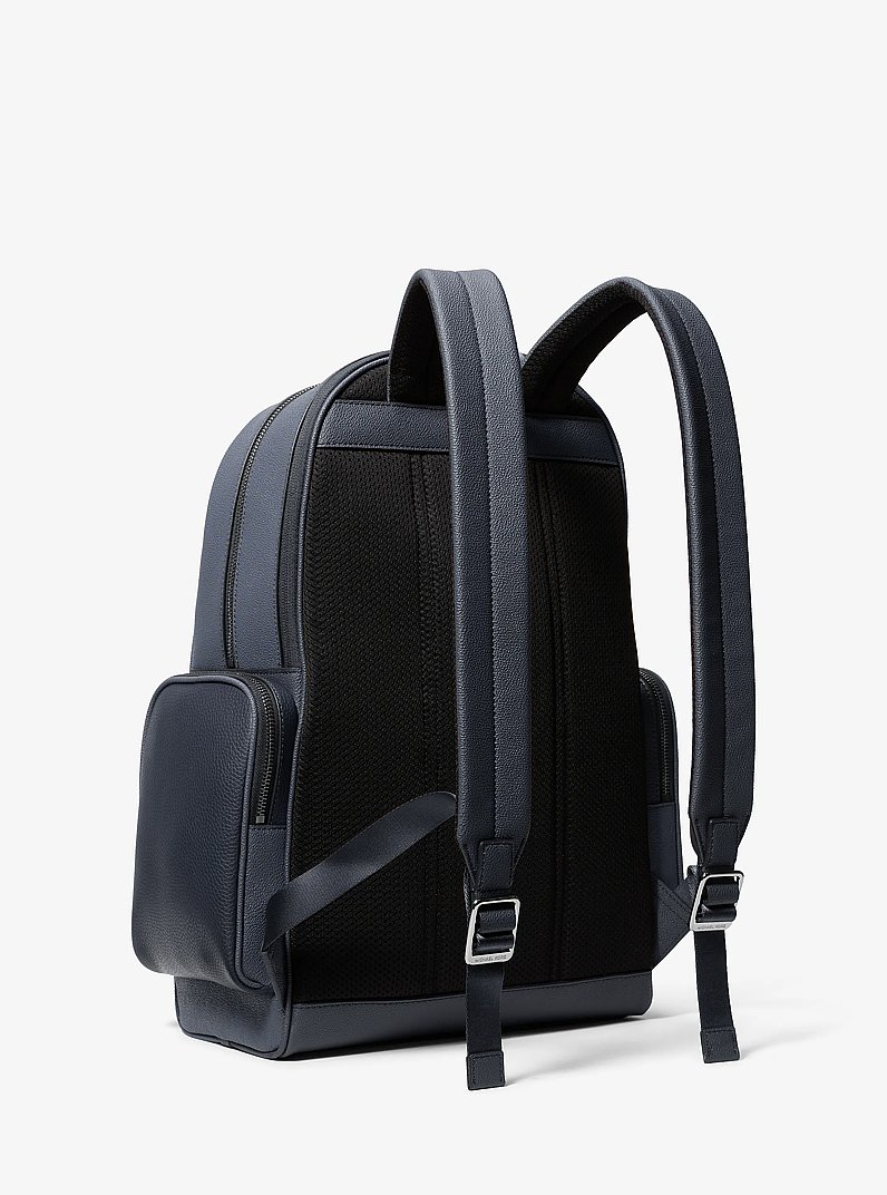 Cooper Leather and Signature Logo Backpack in NAVY | Michael Kors