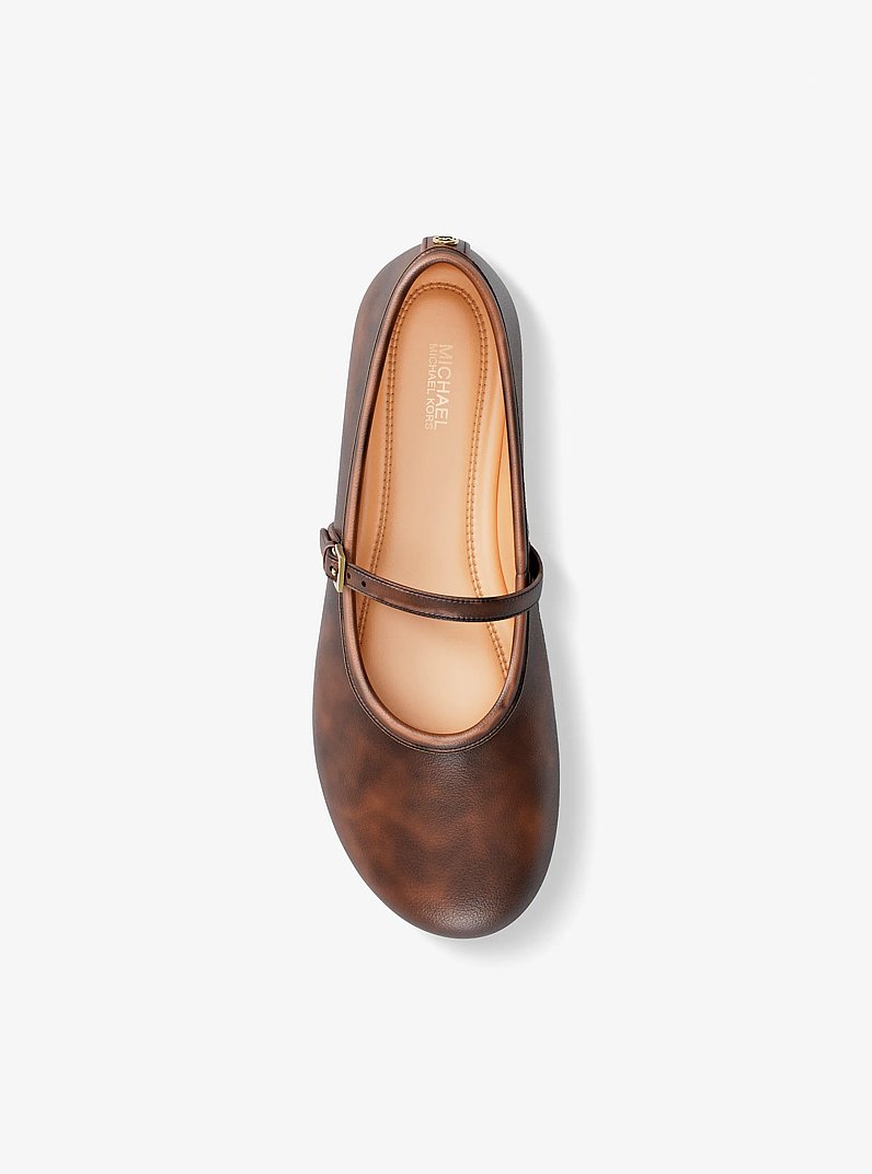 Phoebe Burnished Ballet Flat in CHOCOLATE | Michael Kors