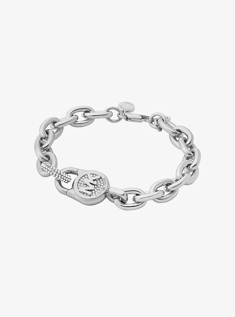 Pav&eacute; Lock Chain Link Bracelet in SILVER | Michael Kors