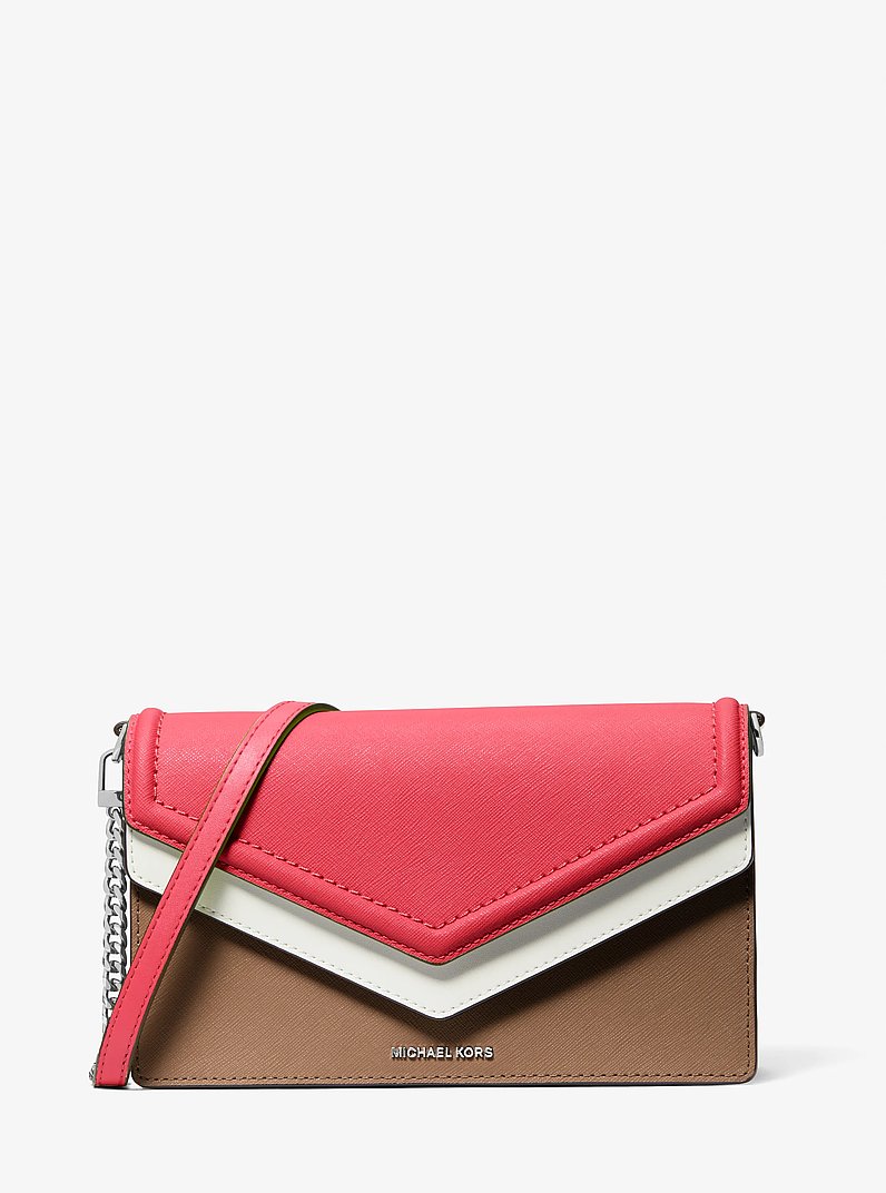 Jet Set Large Color-Block Saffiano Leather Envelope Crossbody Bag