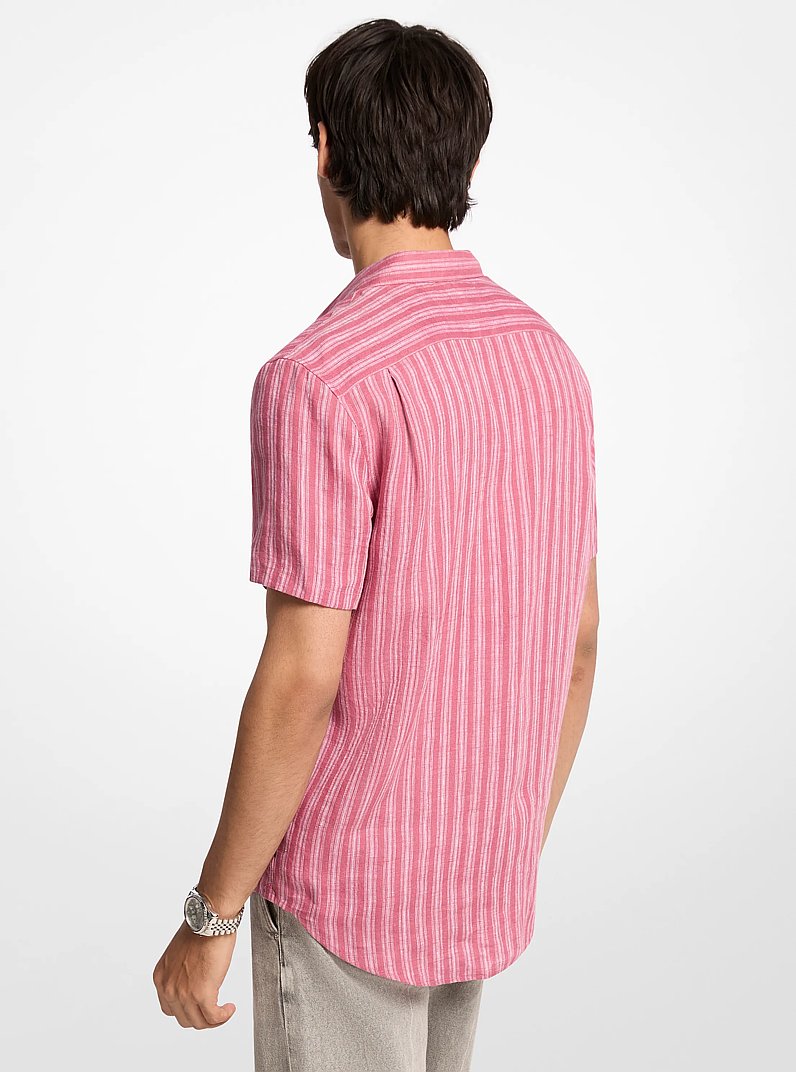Striped Linen Shirt in ROSEWOOD | Michael Kors