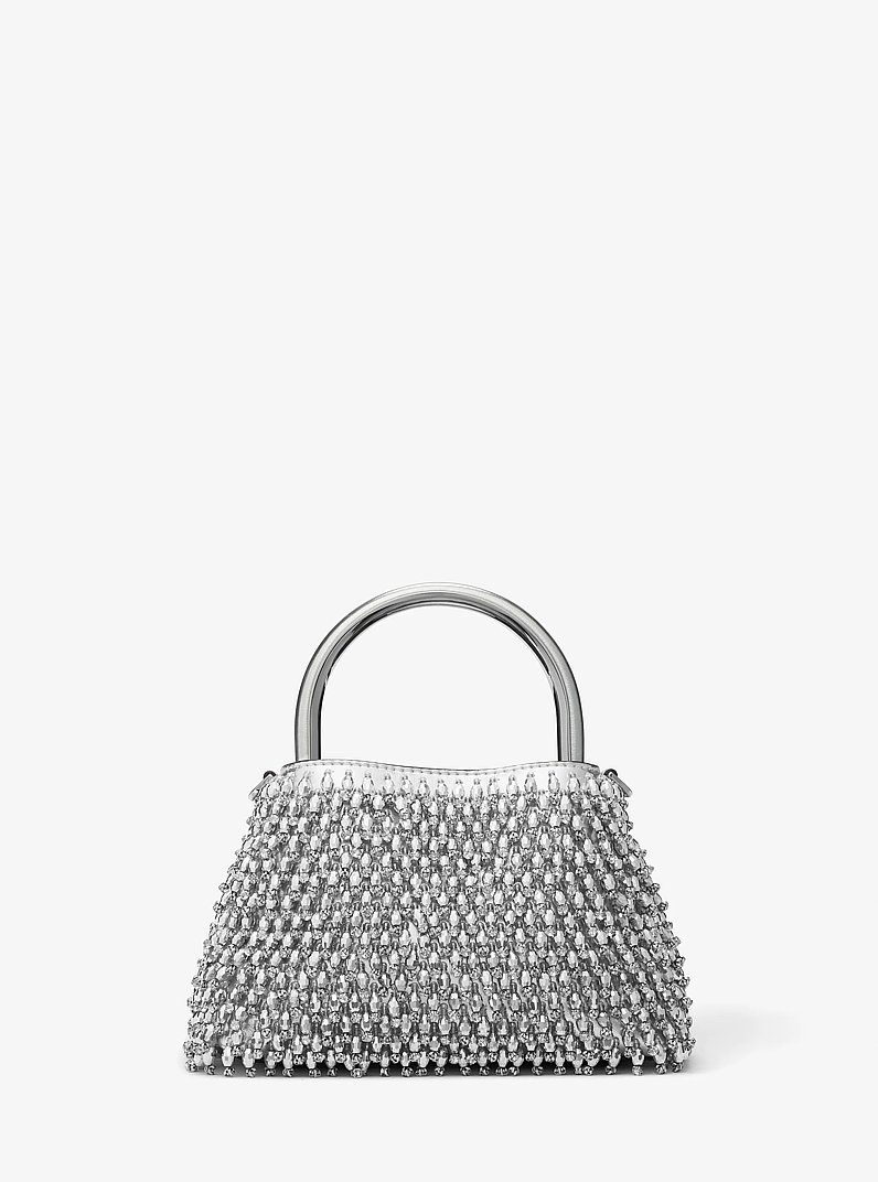 Borsa a spalla Rosie extra-small in similpelle metallizzata con decorazioni in edizione limitata