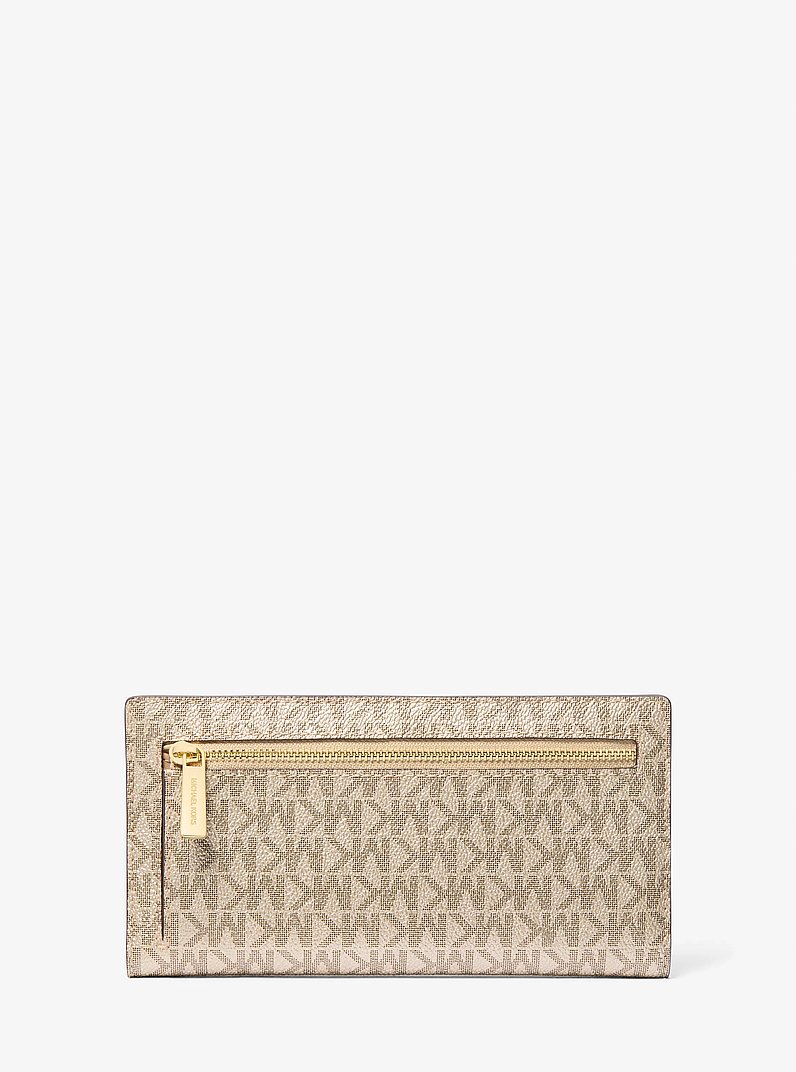 Carson Large Metallic Signature Logo Wallet in PALE GOLD | Michael Kors