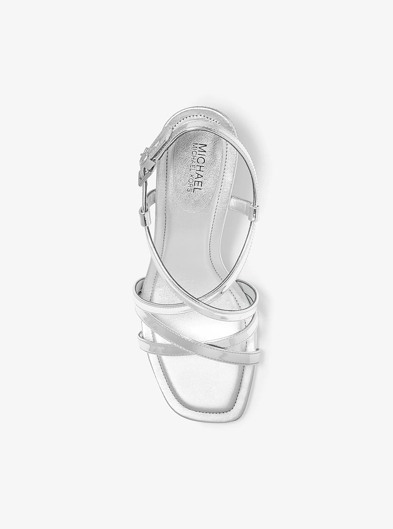 Lana Crystal-Embellished Metallic Sandal in SILVER | Michael Kors