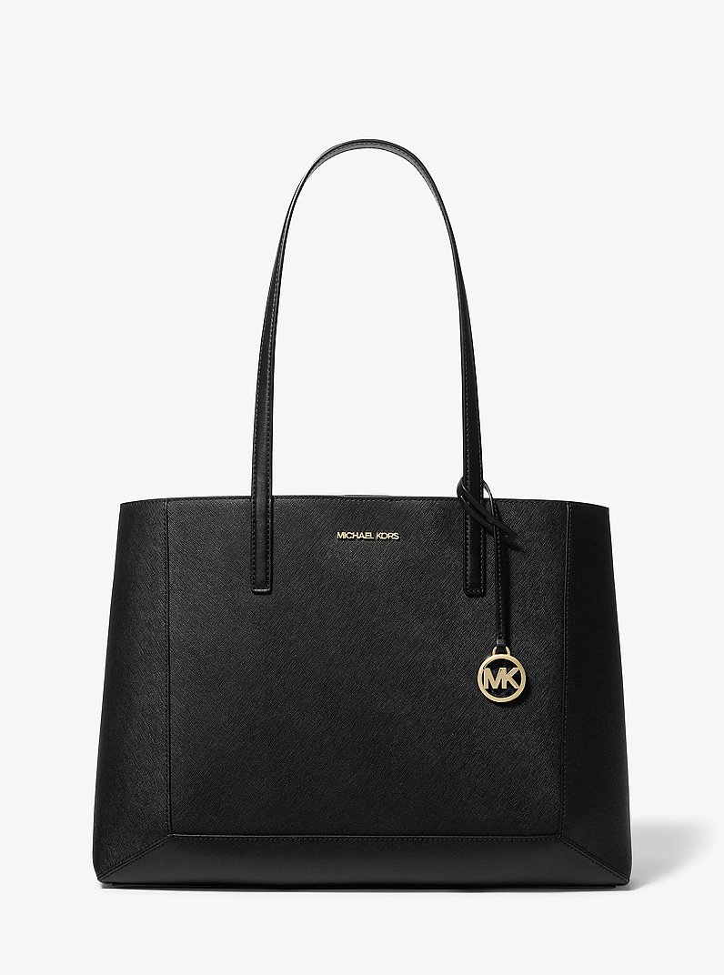 Sallie Large Saffiano Leather Tote Bag in BLACK | Michael Kors