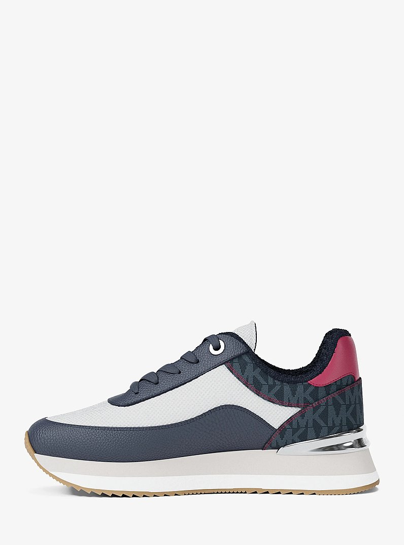 Hattie Mixed-Media Trainer in NAVY | Michael Kors