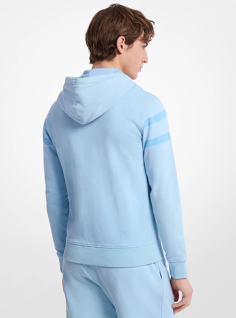 Logo Garment-Dyed Cotton Zip Up Hoodie in LIGHT SKY | Michael Kors