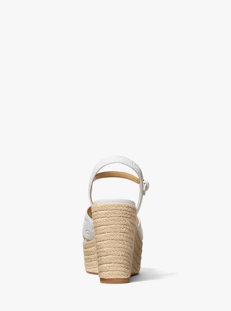 Luciana Logo Debossed Wedge Sandal in OPTIC WHITE | Michael Kors