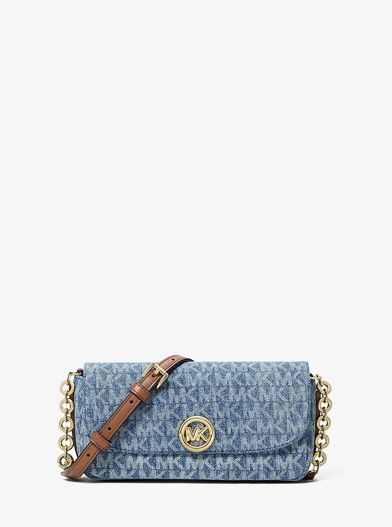Petit sac &agrave; bandouli&egrave;re Nolita en denim jacquard &agrave; logo in NOUVEL HORIZON | Michael Kors