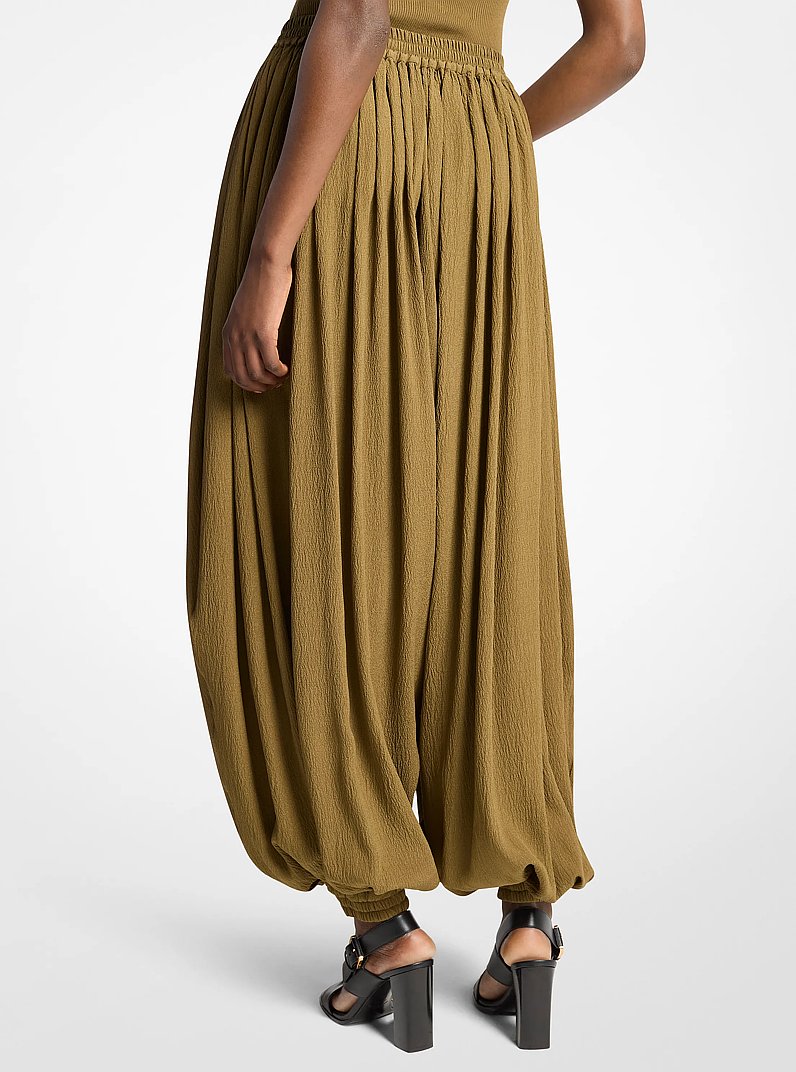 Silk Seersucker Sarouel Pants in FENNEL | Michael Kors