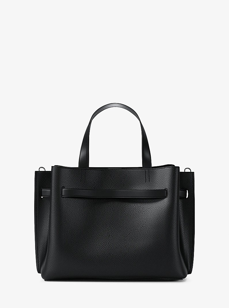 Emilia Medium Pebbled Leather Satchel in BLACK | Michael Kors