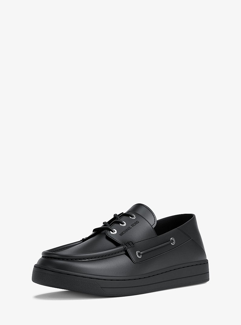 Scarpa da barca Aiden in pelle in NERO | Michael Kors