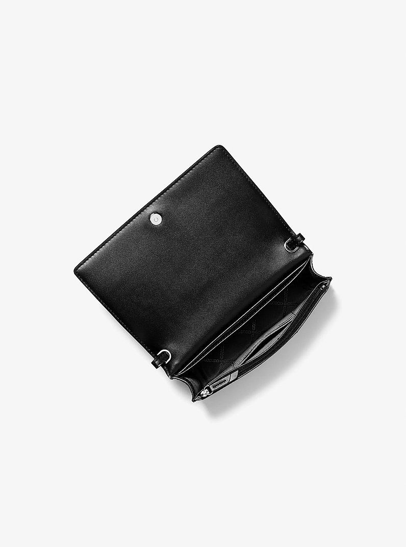 Jet Set Medium Crocodile Embossed Leather Crossbody Bag in BLACK | Michael Kors