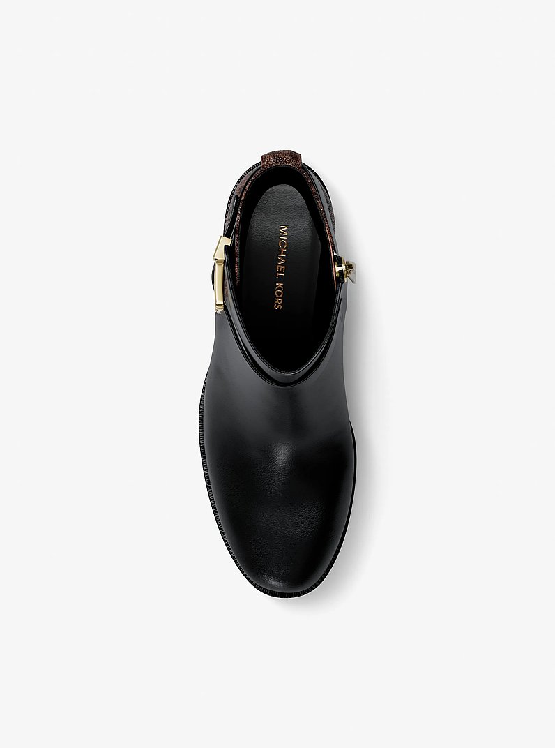 Stivaletto Rachel in pelle e stampa logo con tacco a blocco in NERO/MARRONE | Michael Kors
