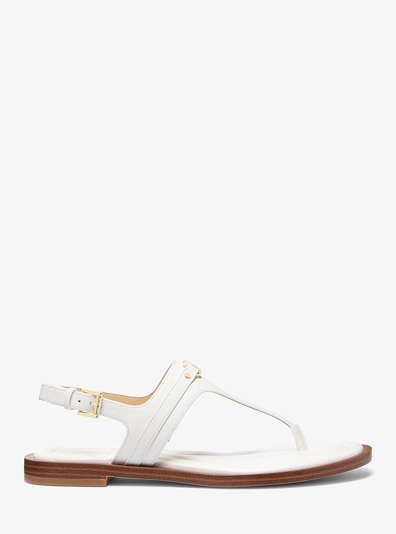Sandale &agrave; bride en T Mandy en cuir in BLANC OPTIQUE | Michael Kors