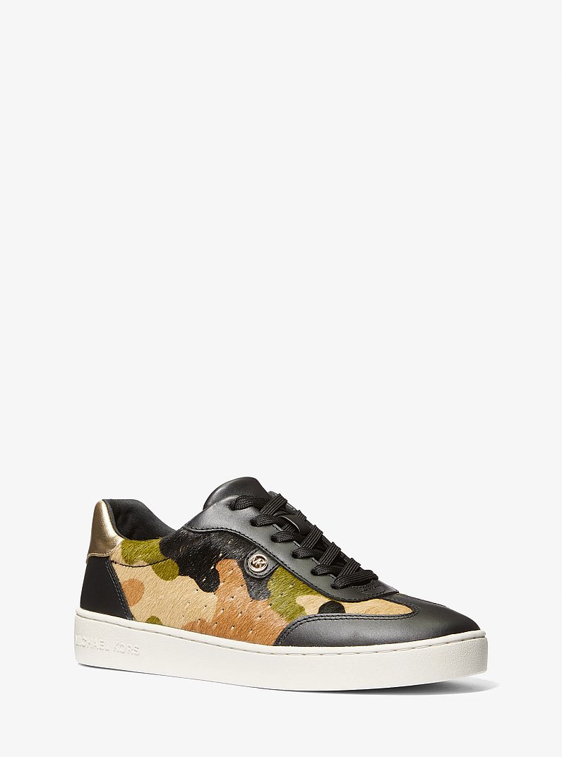 Scotty Camouflage Print Calf Hair Sneaker in Smoky Olive Multi | Michael Kors