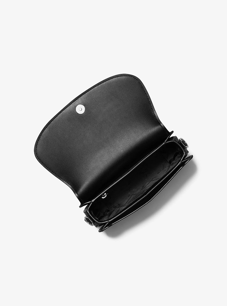 Mila Medium Leather Messenger Bag in BLACK | Michael Kors