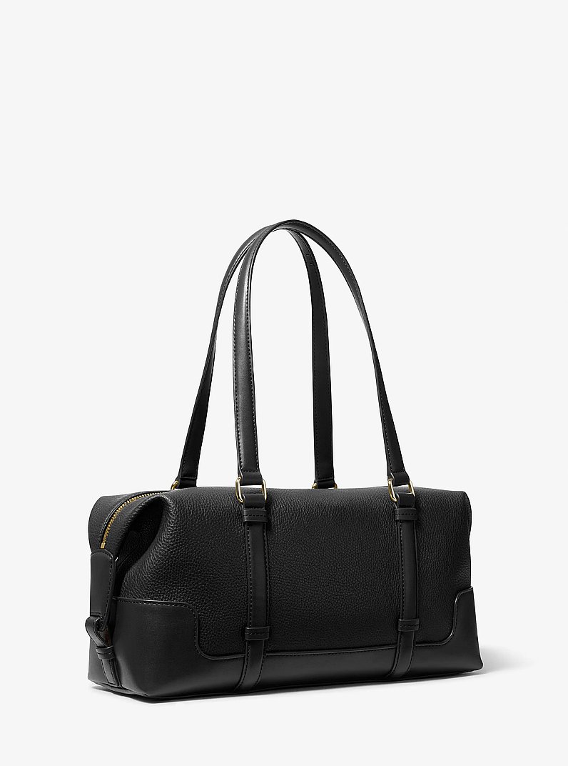 Teddi Large Textured Shoulder Bag in BLACK | Michael Kors