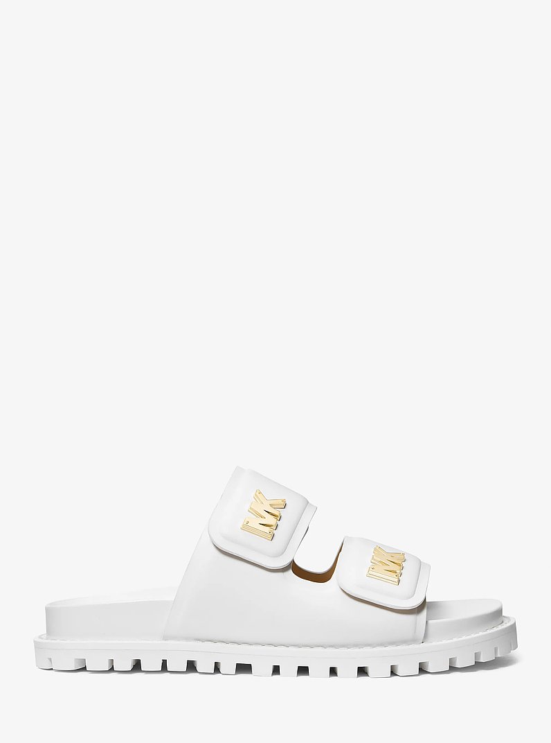 Stark Leather Slide Sandal in OPTIC WHITE | Michael Kors