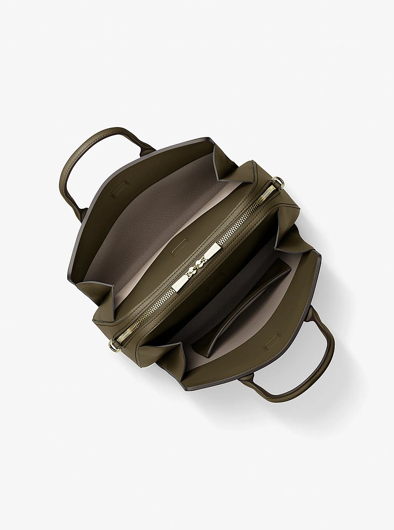 Sac Laila de taille moyenne en cuir in LODEN | Michael Kors