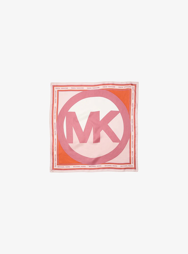 Color-Block Logo Charm Silk Bandana in ROSE MULTI | Michael Kors