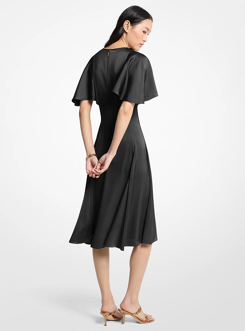 Midikleid aus Satin mit Cape-&Auml;rmeln in SCHWARZ | Michael Kors