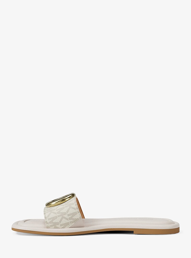 Milan Signature Logo Slide Sandal in VANILLA | Michael Kors