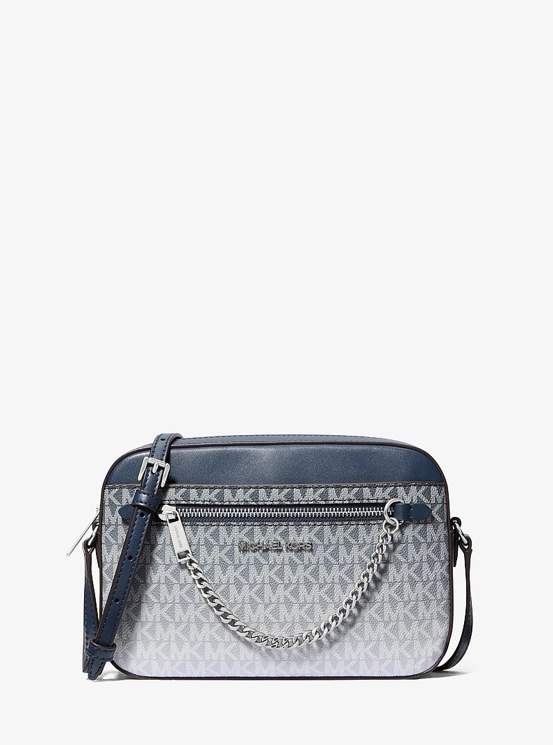 Jet Set Large Ombr&eacute; Signature Logo Crossbody Body in NAVY | Michael Kors