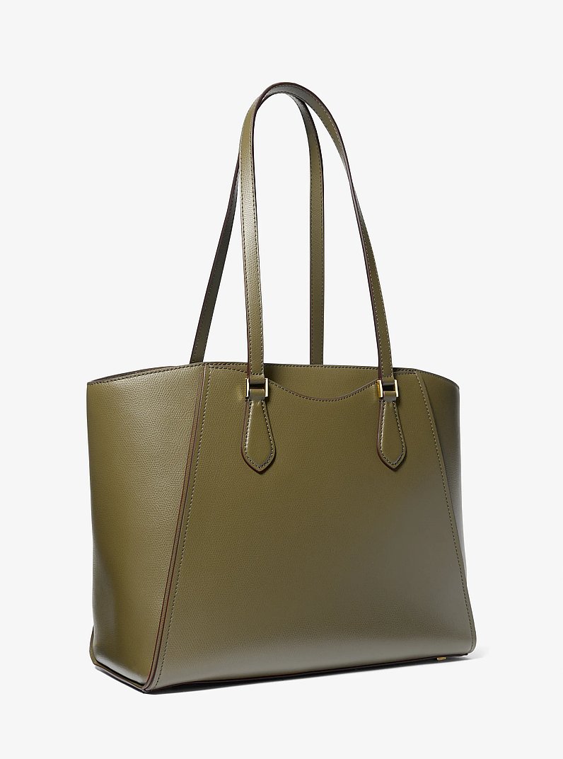 Taryn Large Leather Tote Bag in SAFARI GREEN | Michael Kors