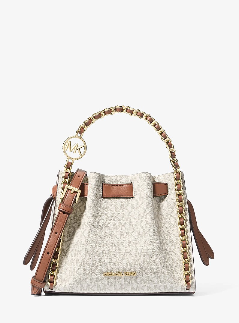 Mina Small Signature Logo Chain Crossbody Bag in VANILLA | Michael Kors