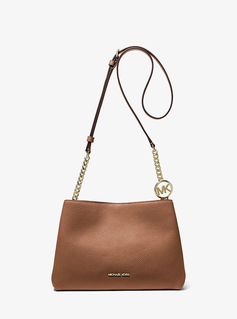Christina Small Pebbled Leather Crossbody Bag in LUGGAGE | Michael Kors